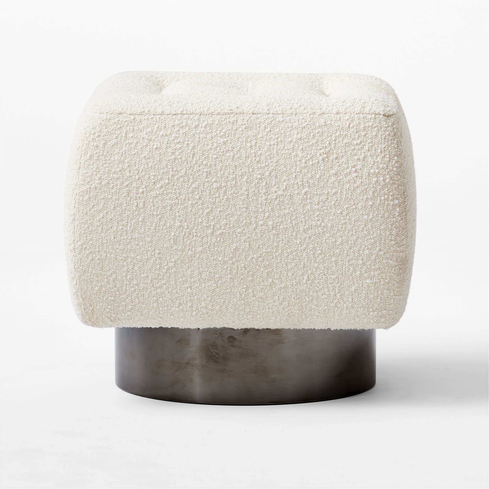 Minimalist white fabric pouf 3D model_1