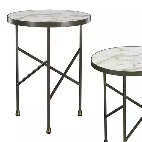 Green metall marble side table