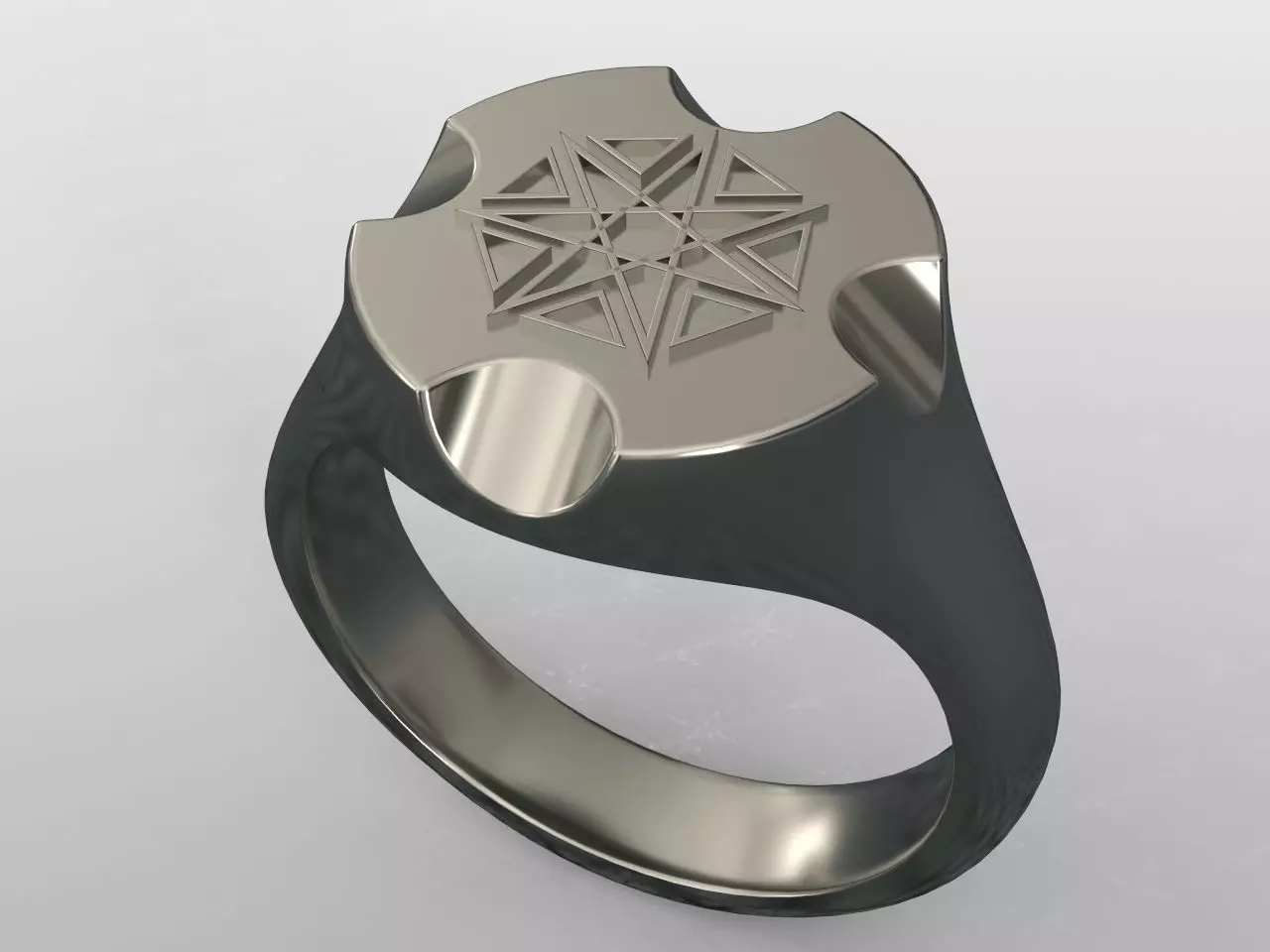 heptagram star signet ring size 9 3D print model