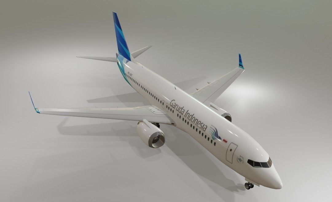 Garuda Indonesia Boeing 737-800 3D Model with cockpit Low-poly 3D model_5