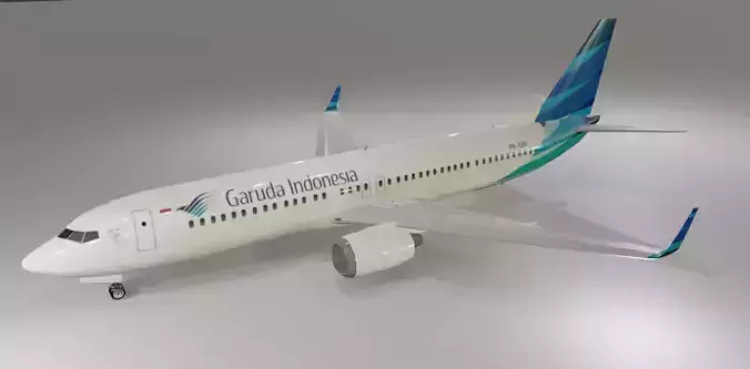 Garuda Indonesia Boeing 737-800 3D Model with cockpit Low-poly 3D model