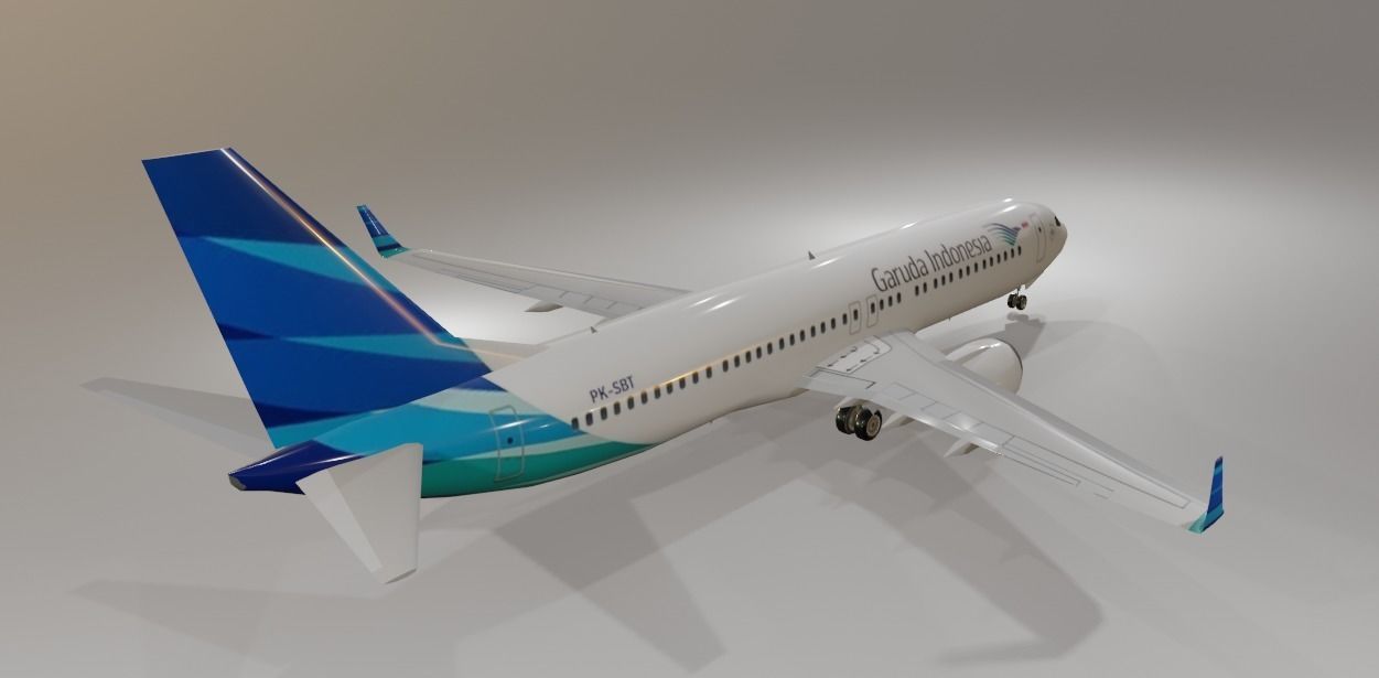 Garuda Indonesia Boeing 737-800 3D Model with cockpit Low-poly 3D model_3