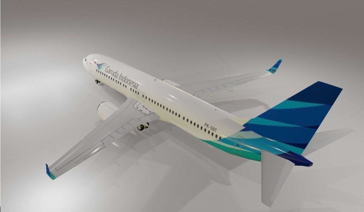 Garuda Indonesia Boeing 737-800 3D Model with cockpit Low-poly 3D model_2