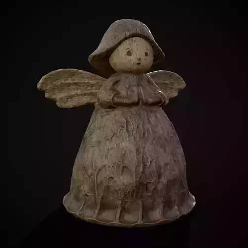 Angel Wood Figurine Low-poly 3D model