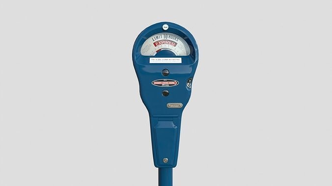 Parking Meter Blue Low-poly 3D model 2