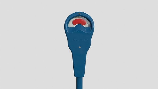 Parking Meter Blue Low-poly 3D model 5