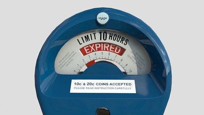 Parking Meter Blue Low-poly 3D model 6
