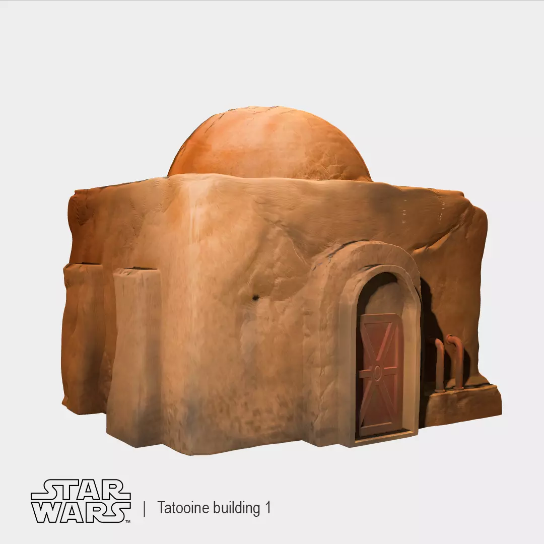 Tattoine building  Low-poly 3D model_0