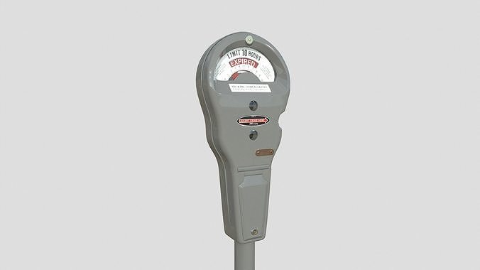Parking Meter Gray Low-poly 3D model 3