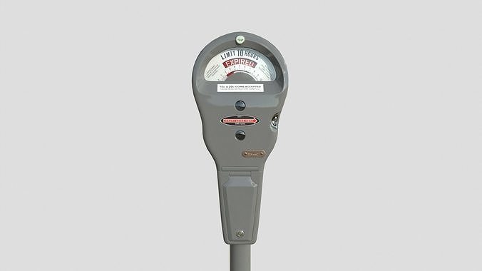 Parking Meter Gray Low-poly 3D model 2