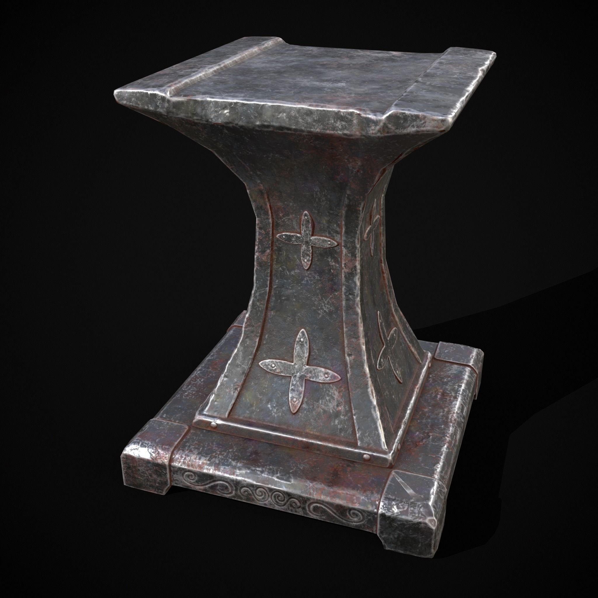 Ornamented Tool Makers Anvil Low-poly 3D model_19