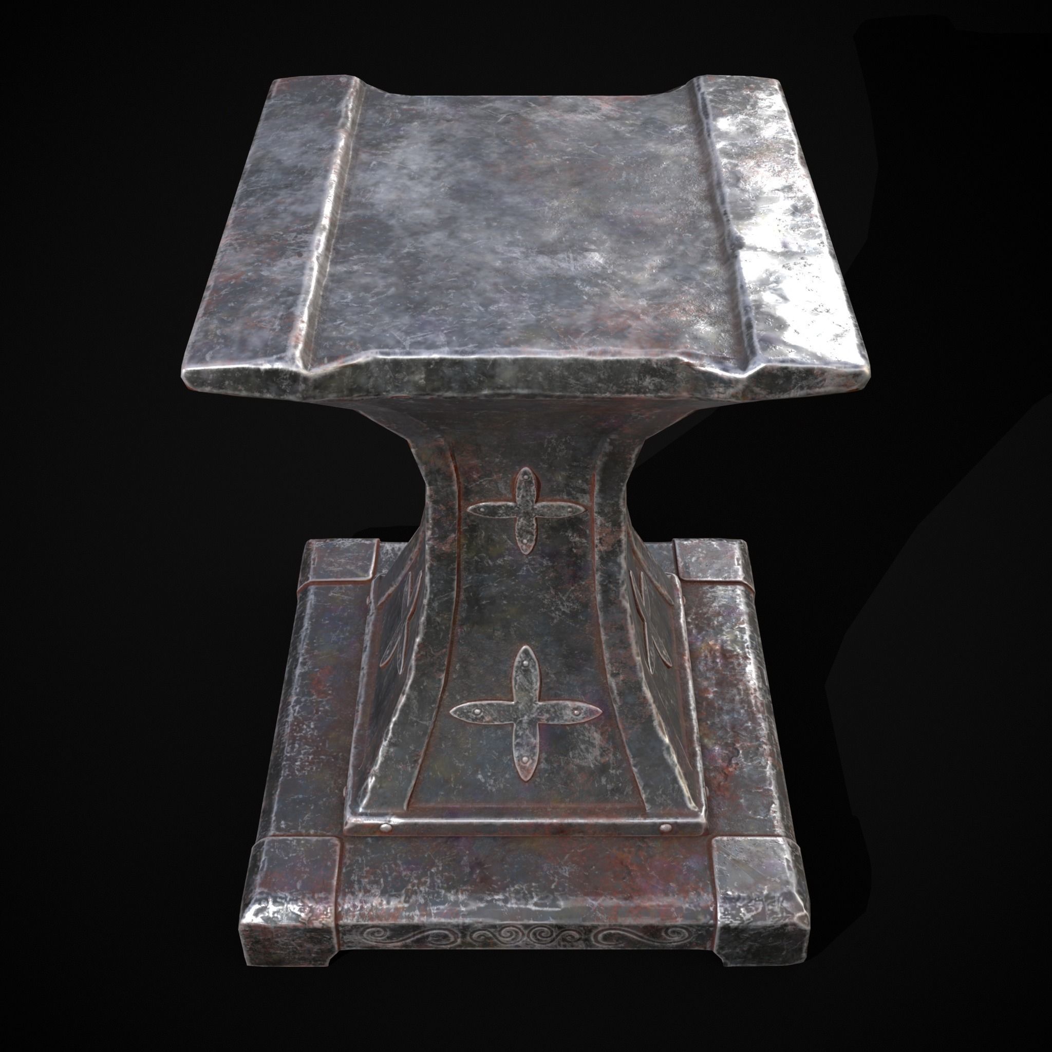 Ornamented Tool Makers Anvil Low-poly 3D model_5