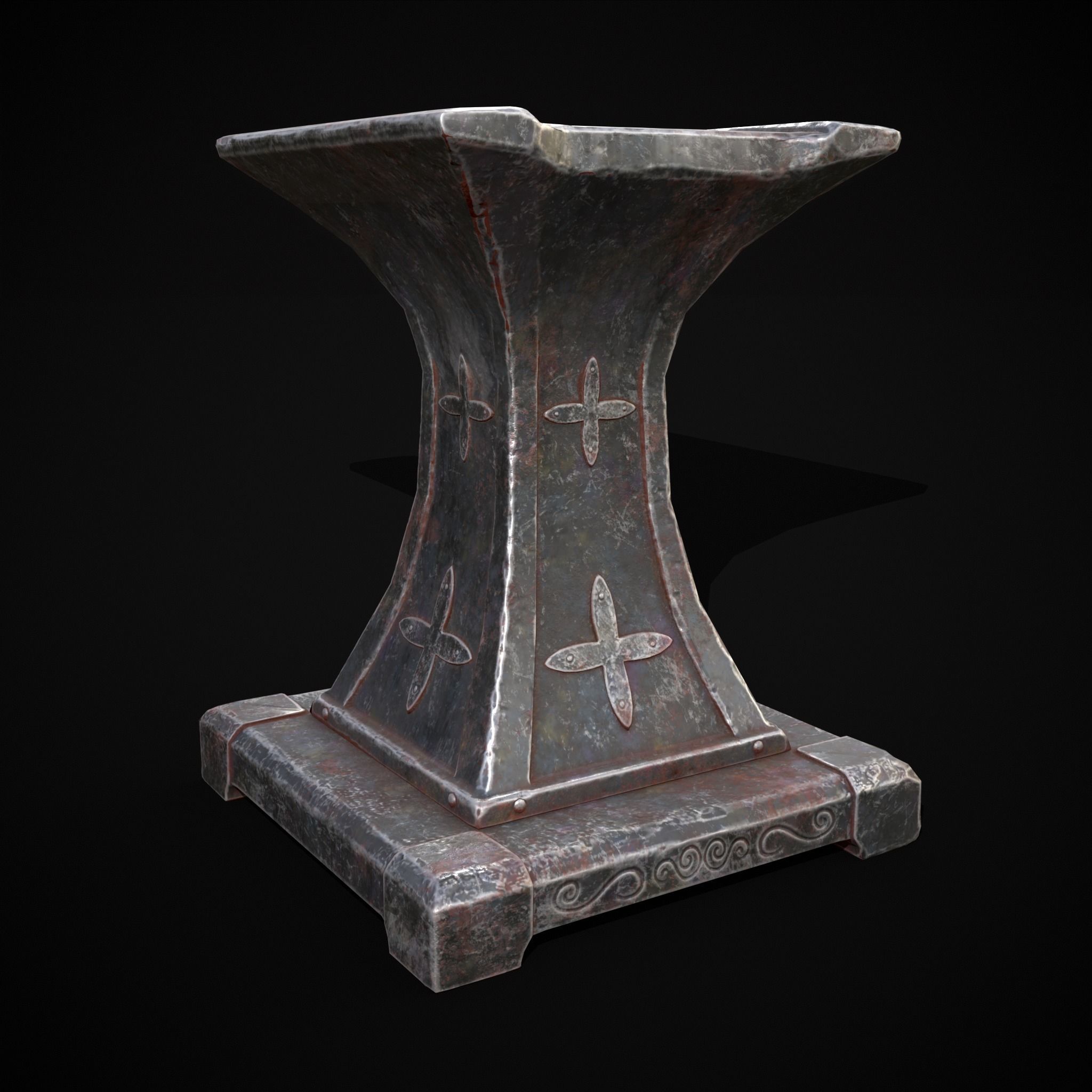 Ornamented Tool Makers Anvil Low-poly 3D model_13