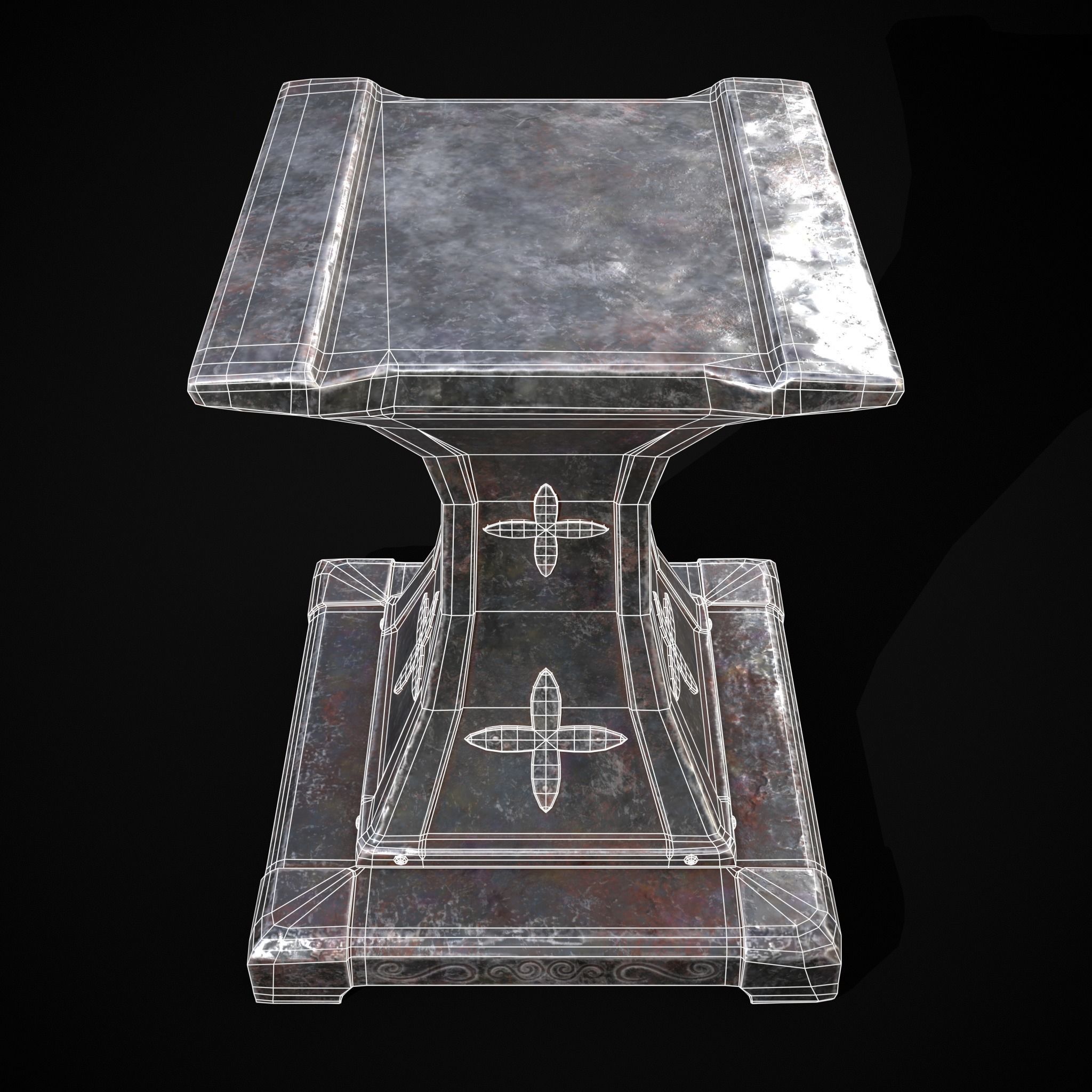 Ornamented Tool Makers Anvil Low-poly 3D model_6