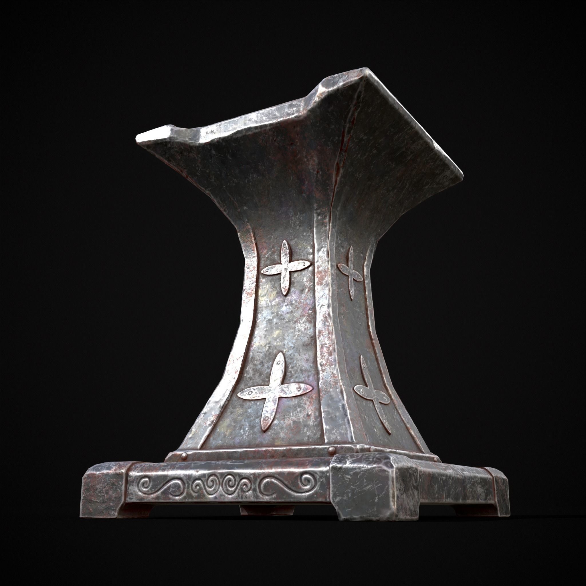 Ornamented Tool Makers Anvil Low-poly 3D model_11