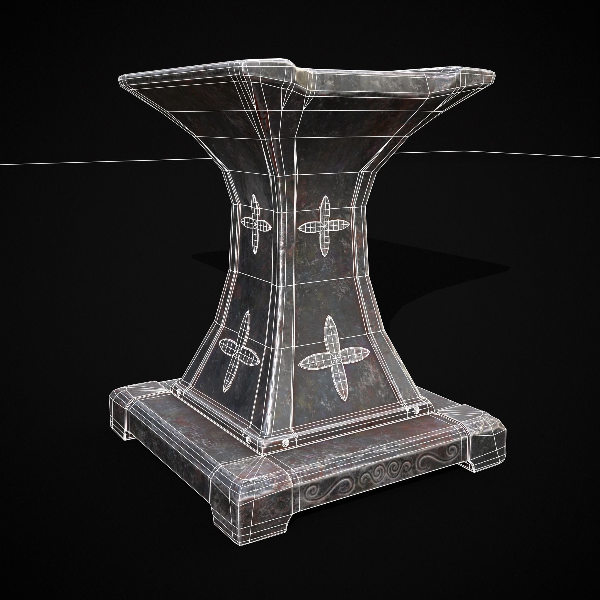 Ornamented Tool Makers Anvil Low-poly 3D model_14