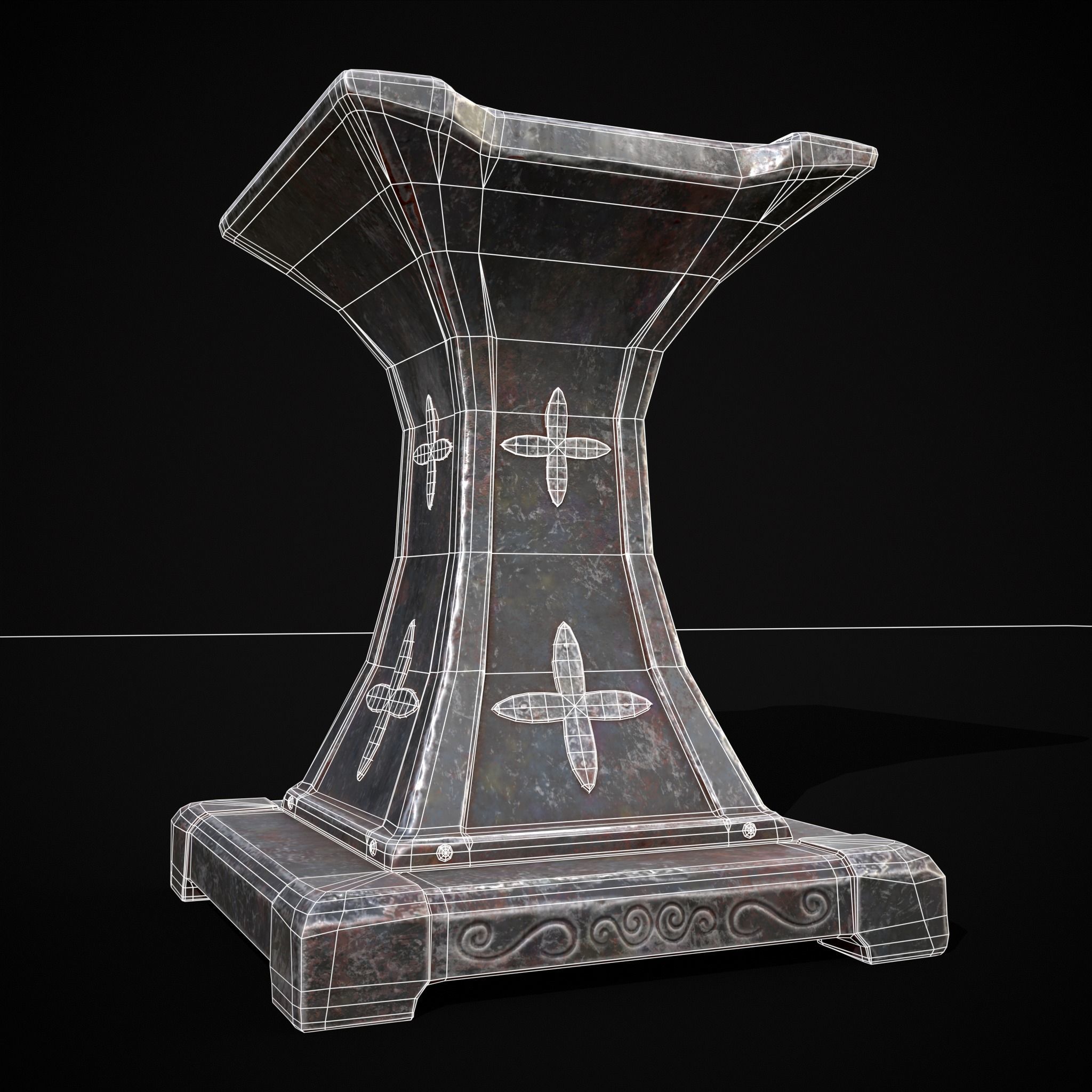 Ornamented Tool Makers Anvil Low-poly 3D model_18