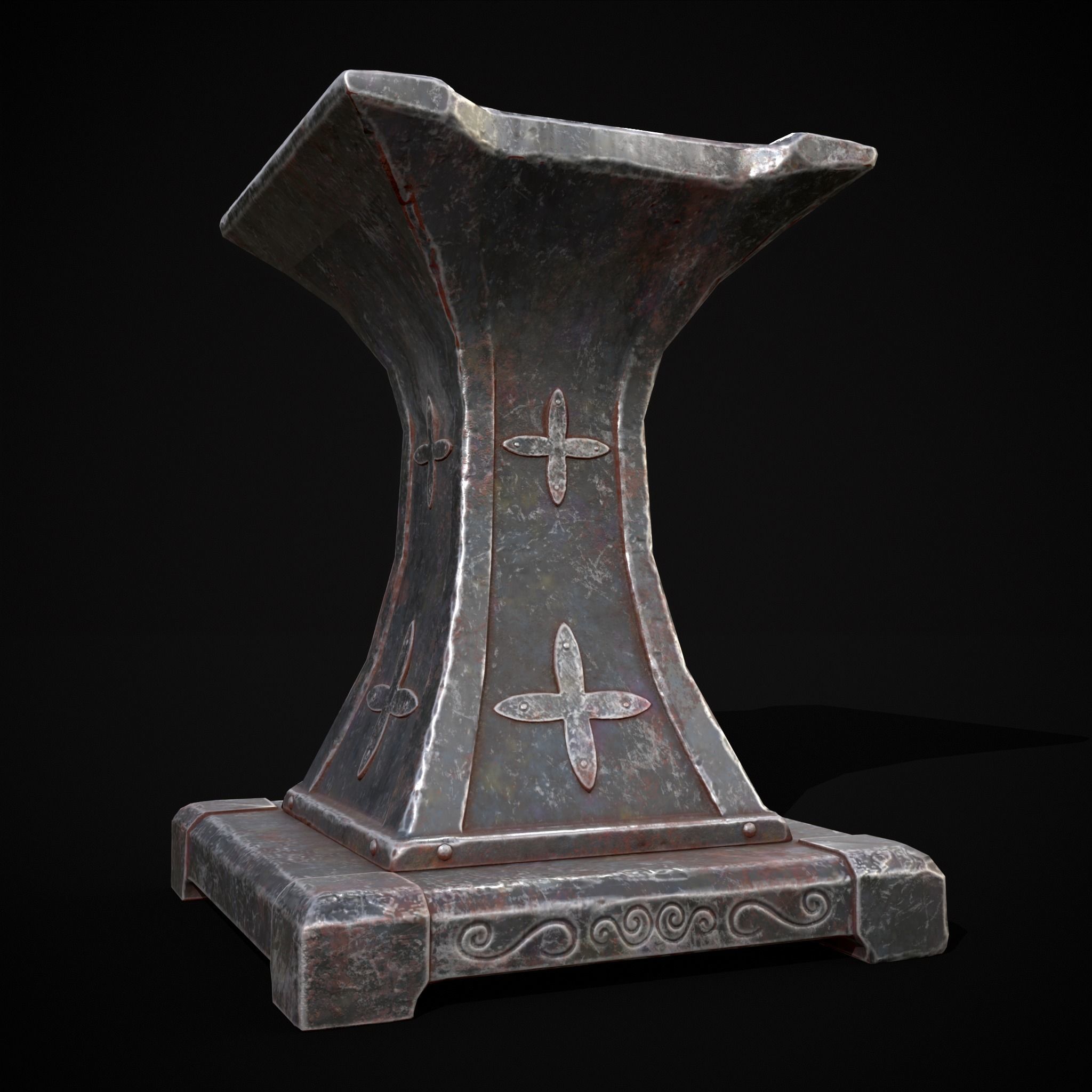 Ornamented Tool Makers Anvil Low-poly 3D model_17
