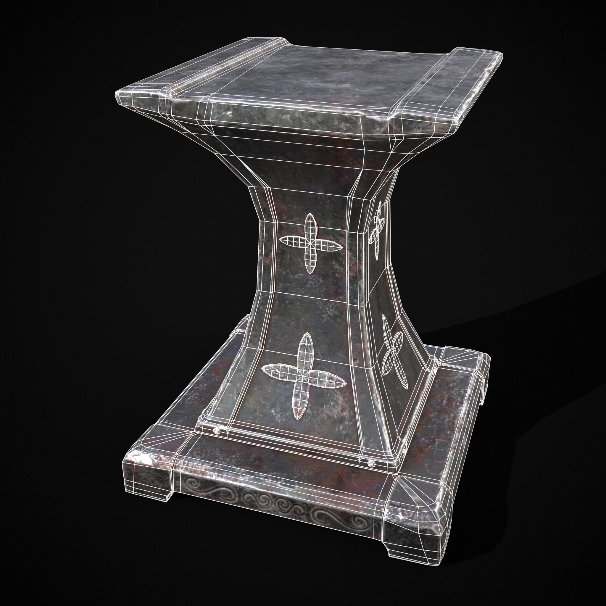 Ornamented Tool Makers Anvil Low-poly 3D model_20