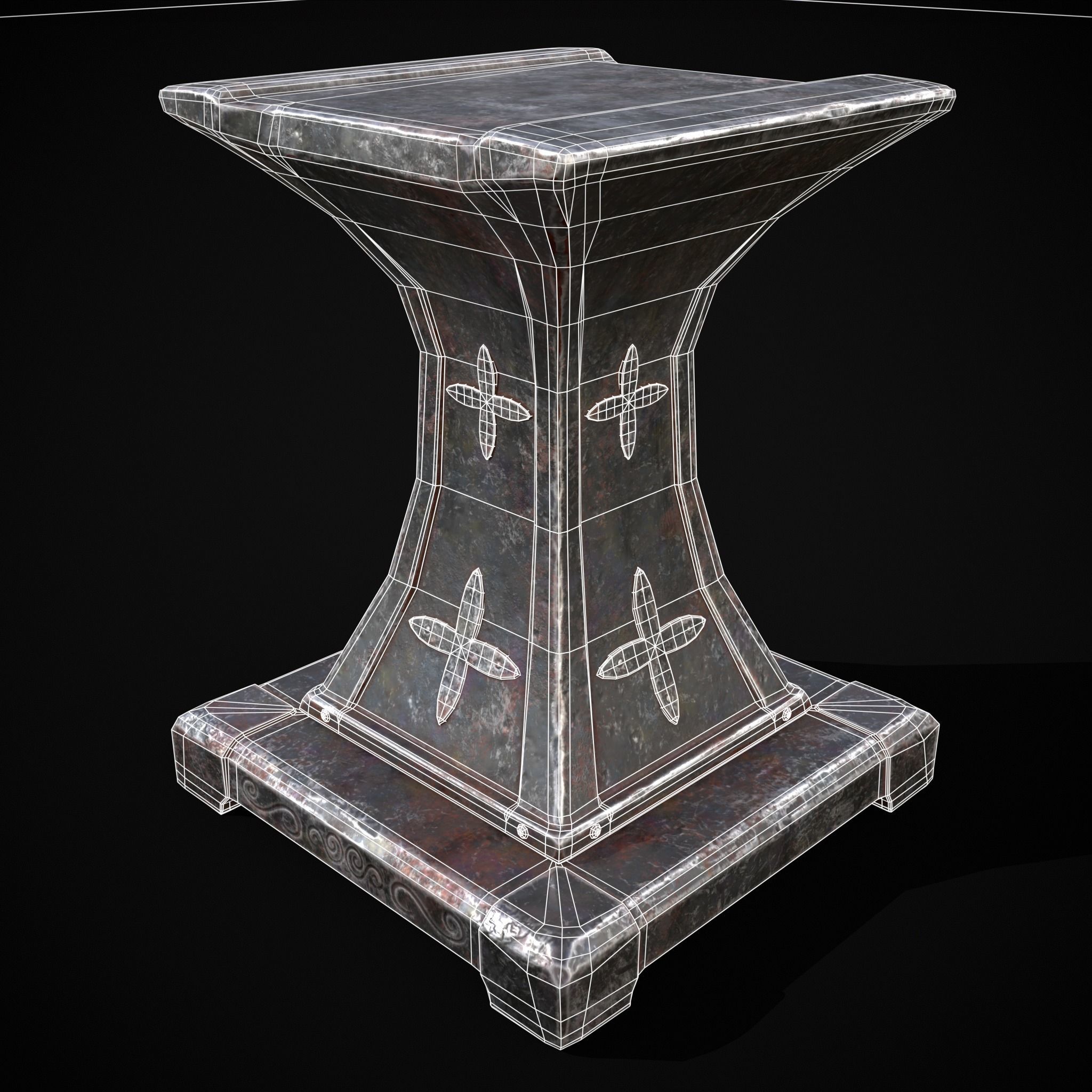 Ornamented Tool Makers Anvil Low-poly 3D model_8