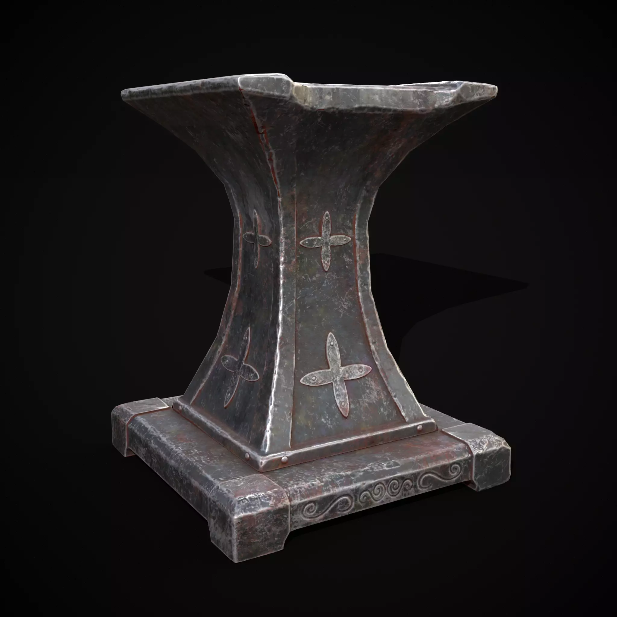 Ornamented Tool Makers Anvil Low-poly 3D model_0
