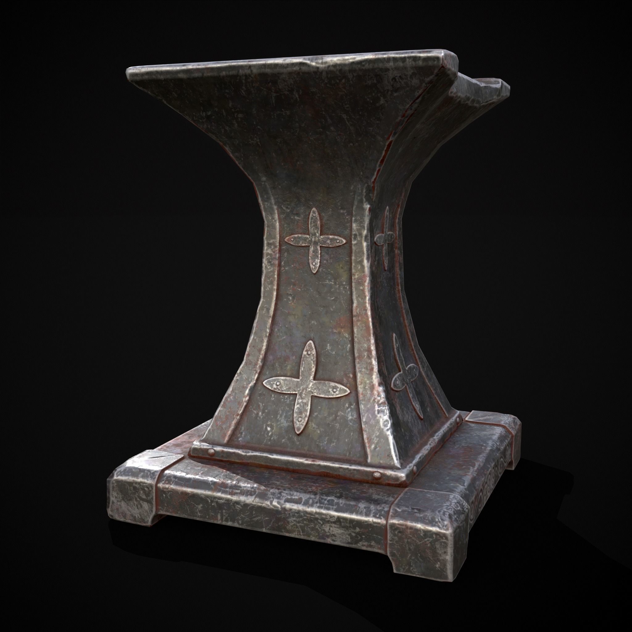 Ornamented Tool Makers Anvil Low-poly 3D model_9