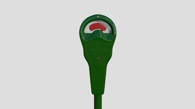 Parking Meter Green Low-poly 3D model 5