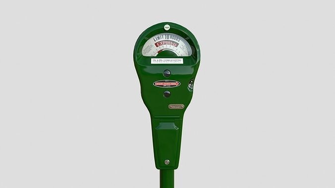 Parking Meter Green Low-poly 3D model 2