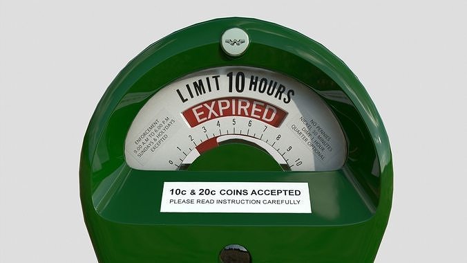 Parking Meter Green Low-poly 3D model 6