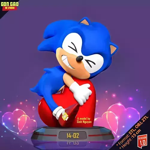 Kid Sonic holds red heart