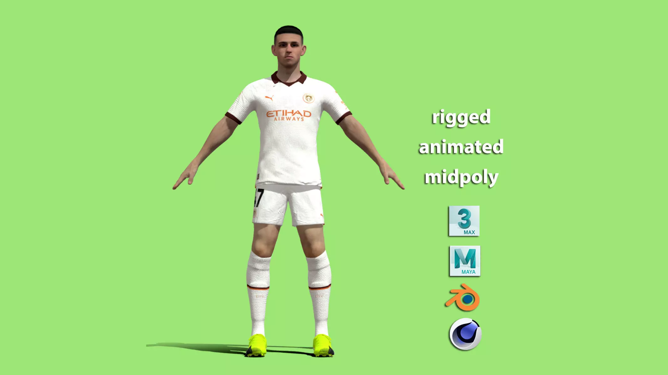 T-Pose Rigged Foden Manchester City 23-24 3D model_0