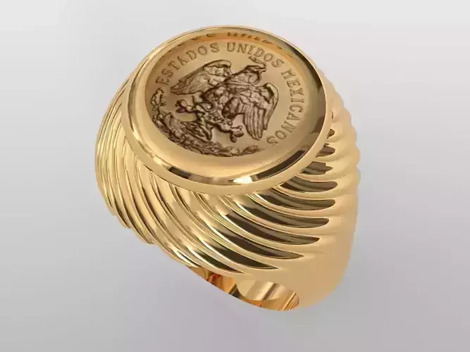 dos pesos mexico libertad gold coin ring mount size 9