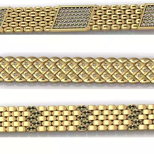 3-DESIGN OF HIGHLY SOLD DIAMOND BRACELET LOW COST 3D Model Collection