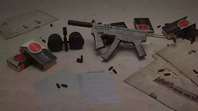 HK smg 11 with attachments  Free low-poly 3D model