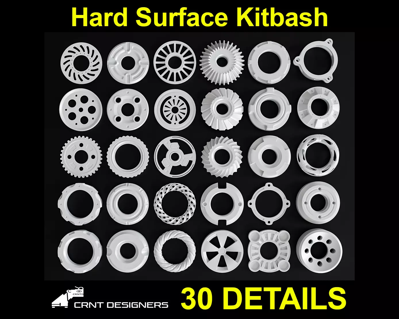 Hard Surface Kitbash Mechanical Gear 3D model_0