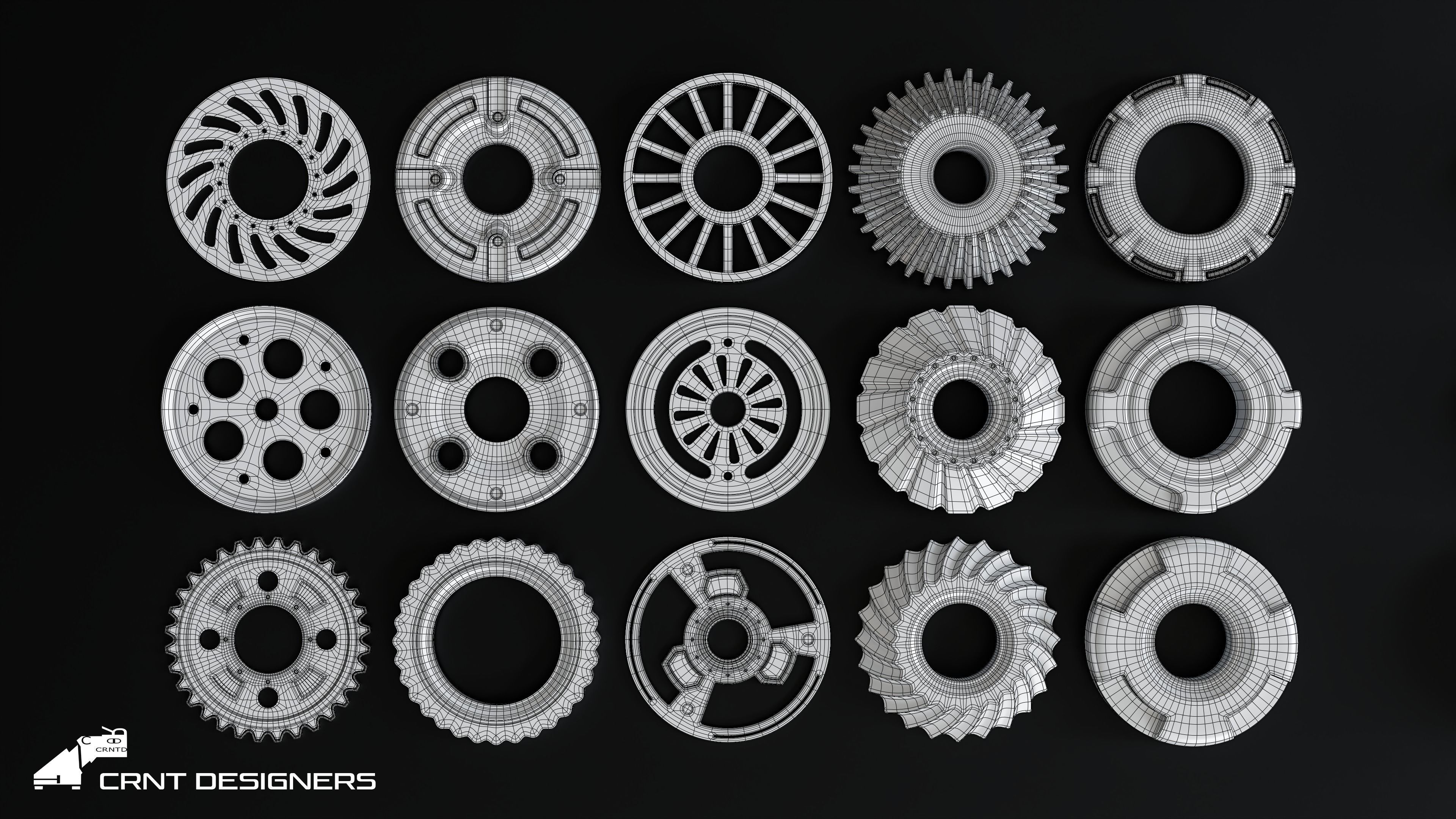 Hard Surface Kitbash Mechanical Gear 3D model_4