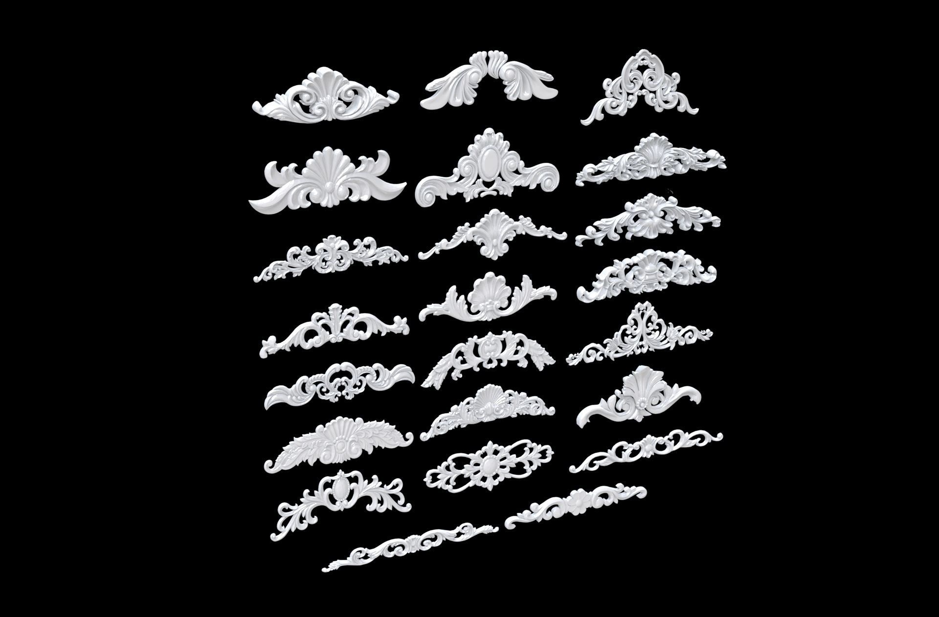 Classic Decorate plaster ornament 3d model 3D model_2