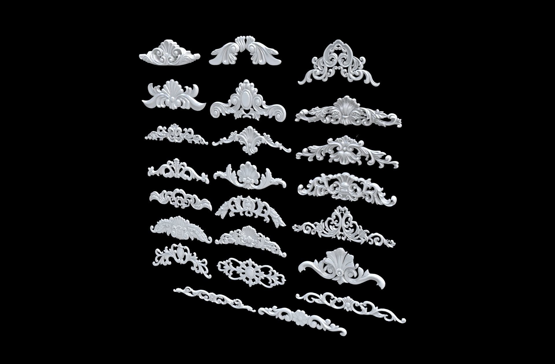 Classic Decorate plaster ornament 3d model 3D model_3