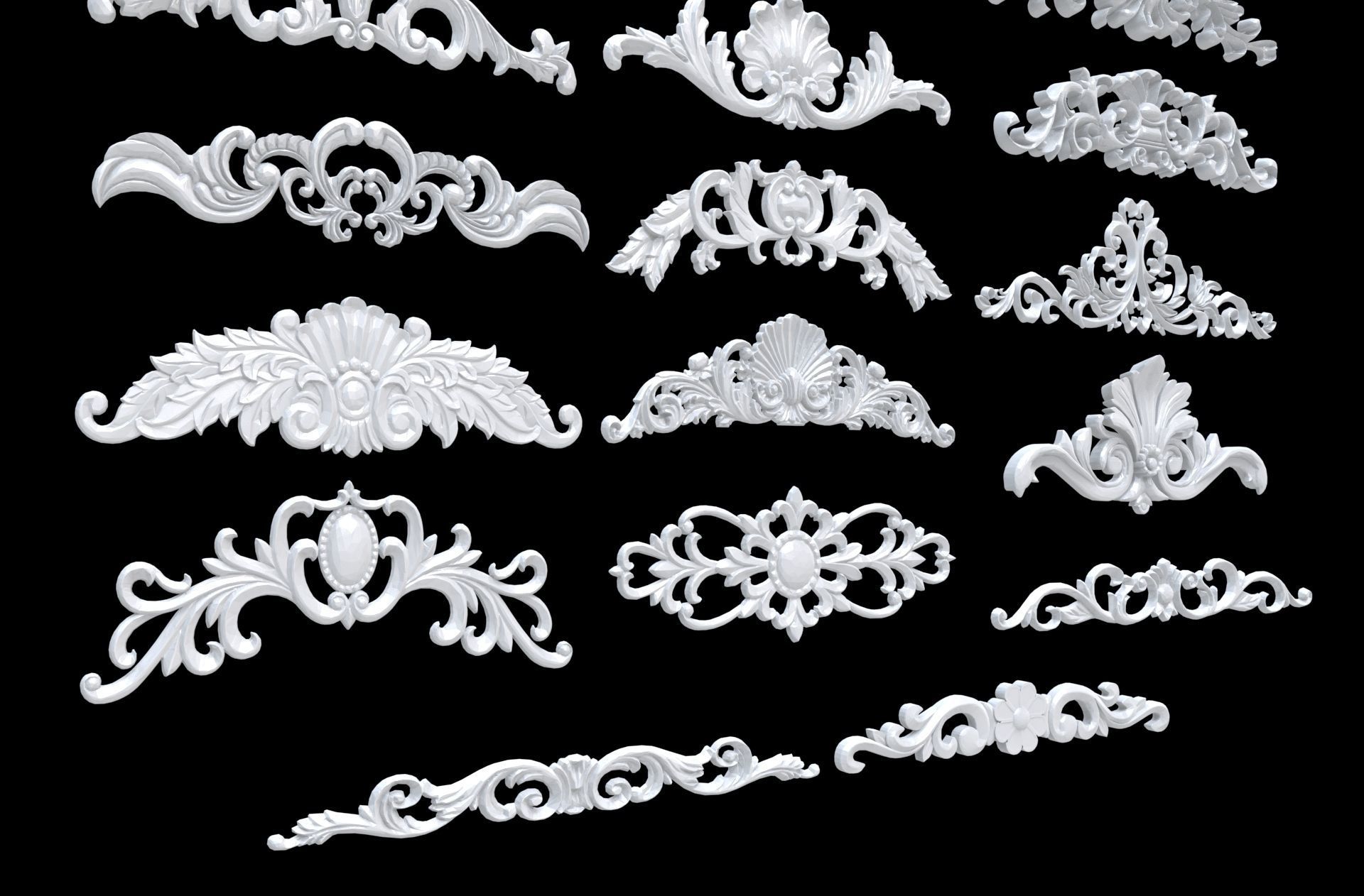 Classic Decorate plaster ornament 3d model 3D model_7