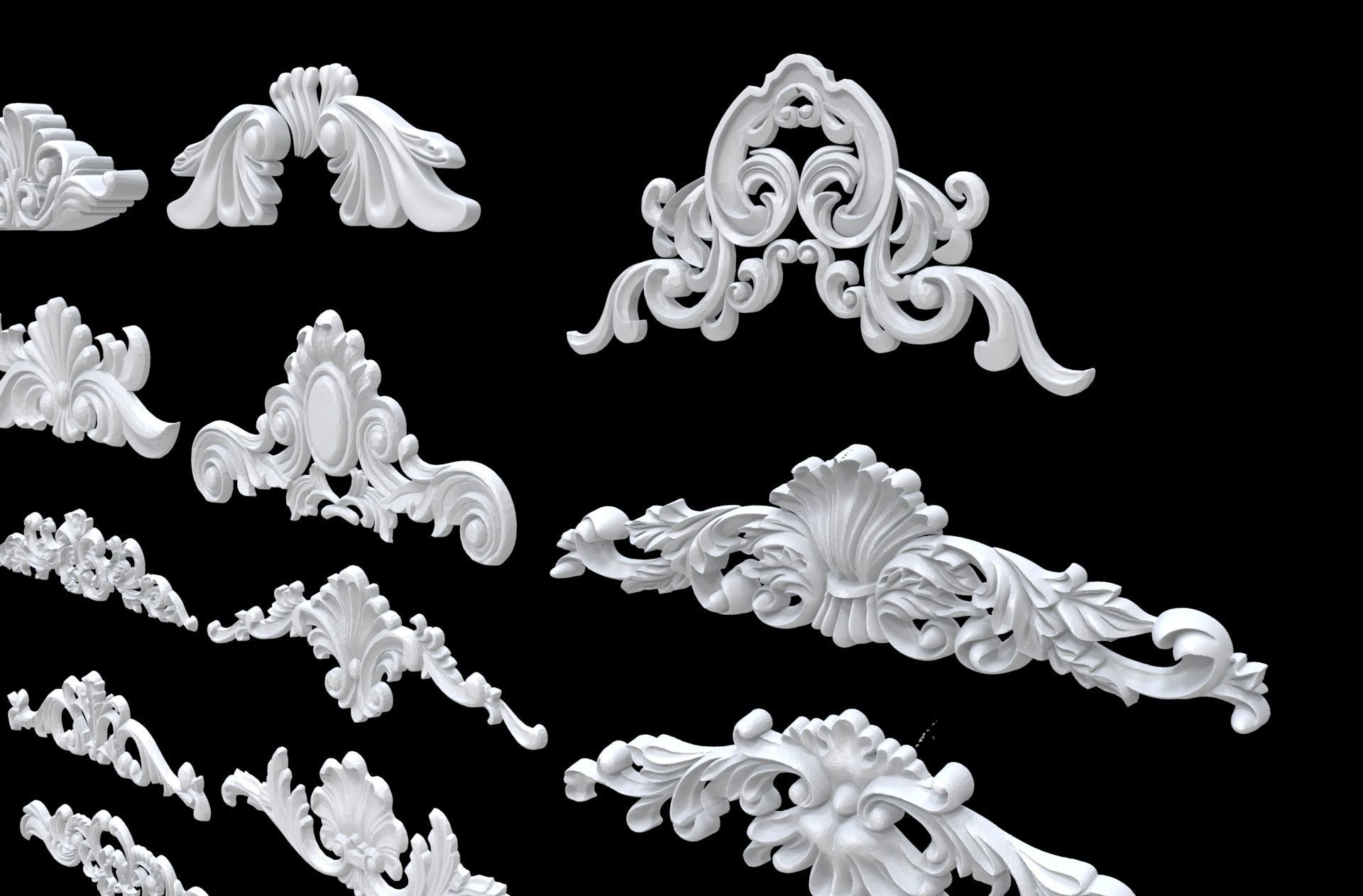 Classic Decorate plaster ornament 3d model 3D model_5