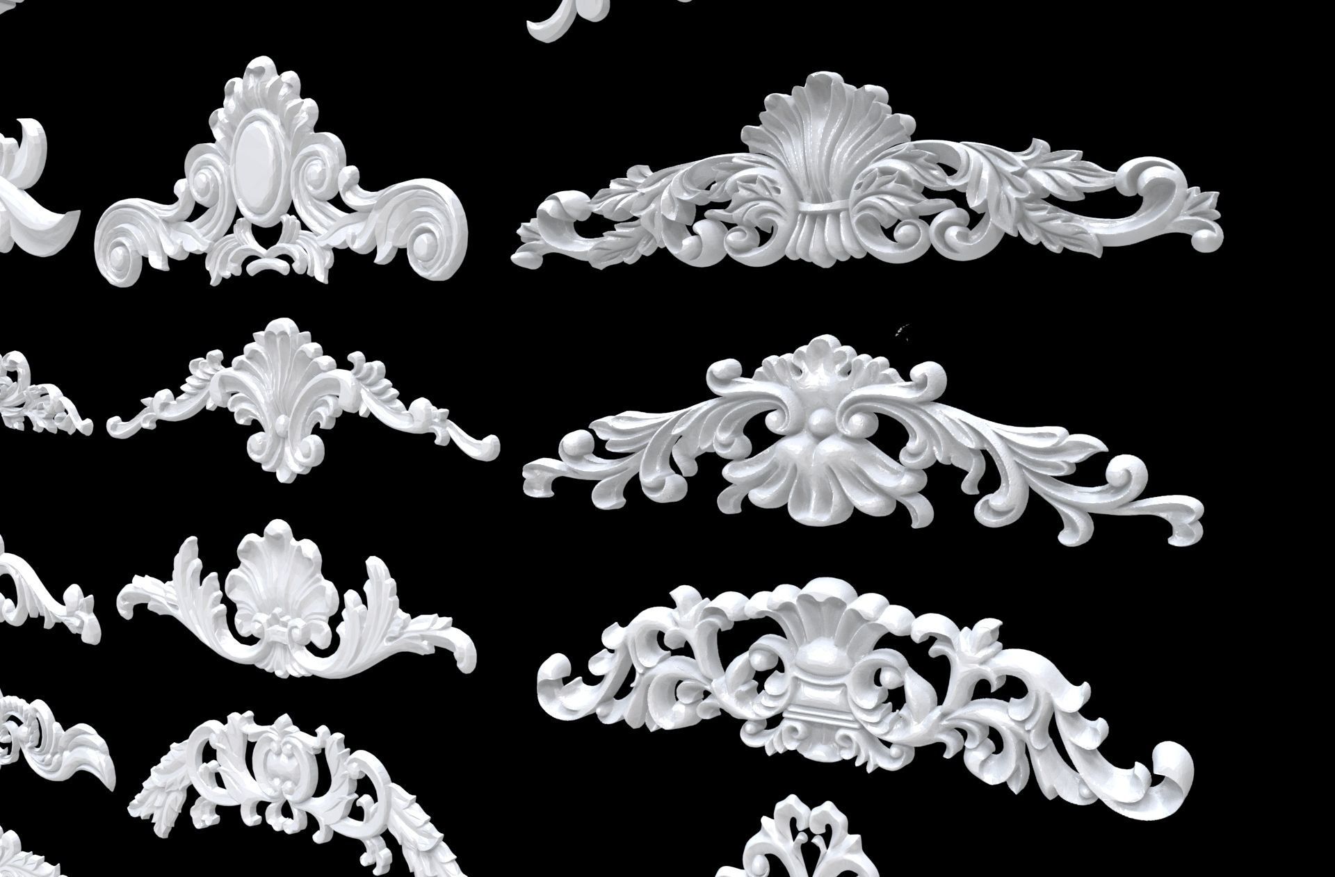 Classic Decorate plaster ornament 3d model 3D model_9