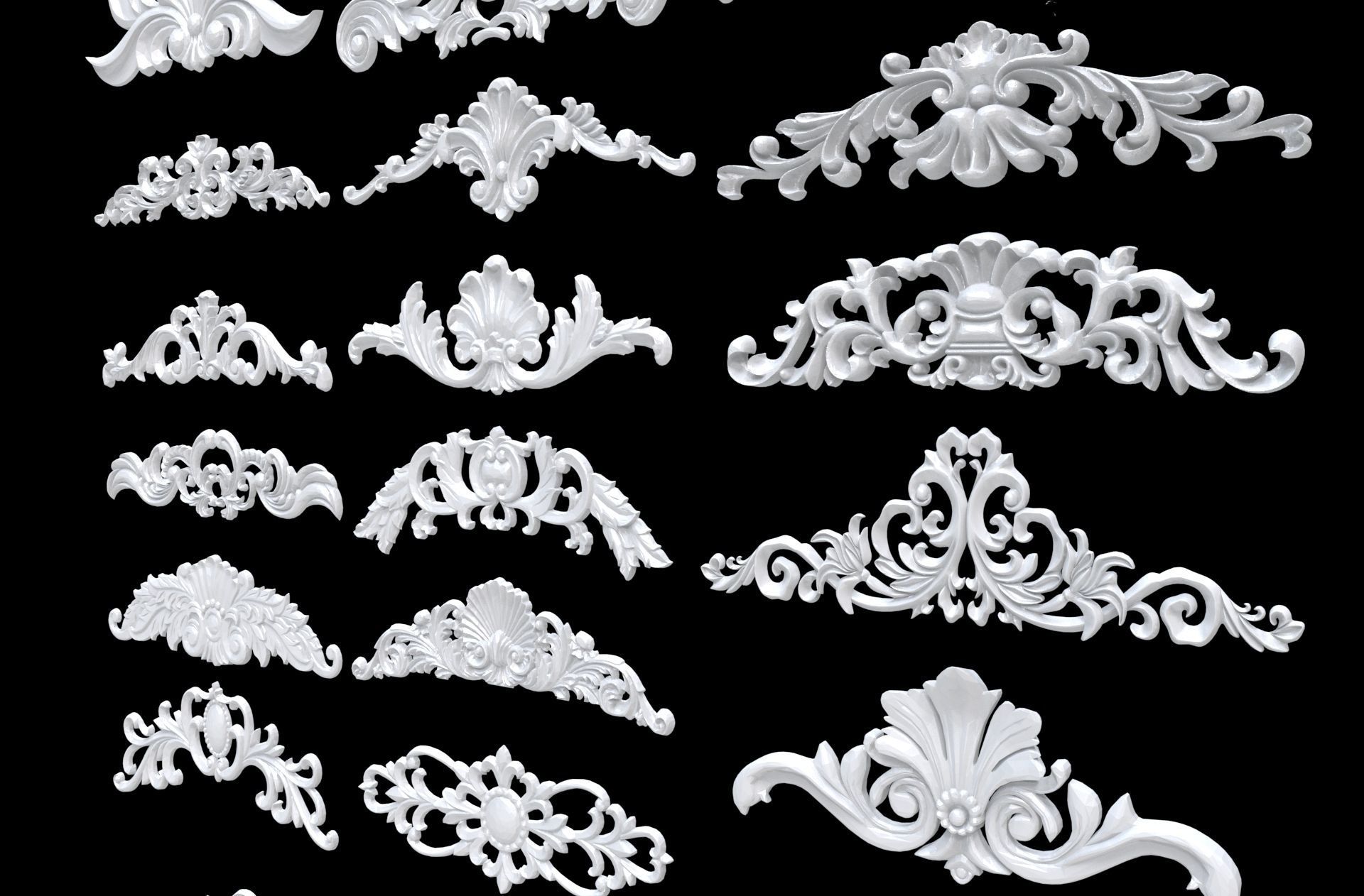 Classic Decorate plaster ornament 3d model 3D model_6