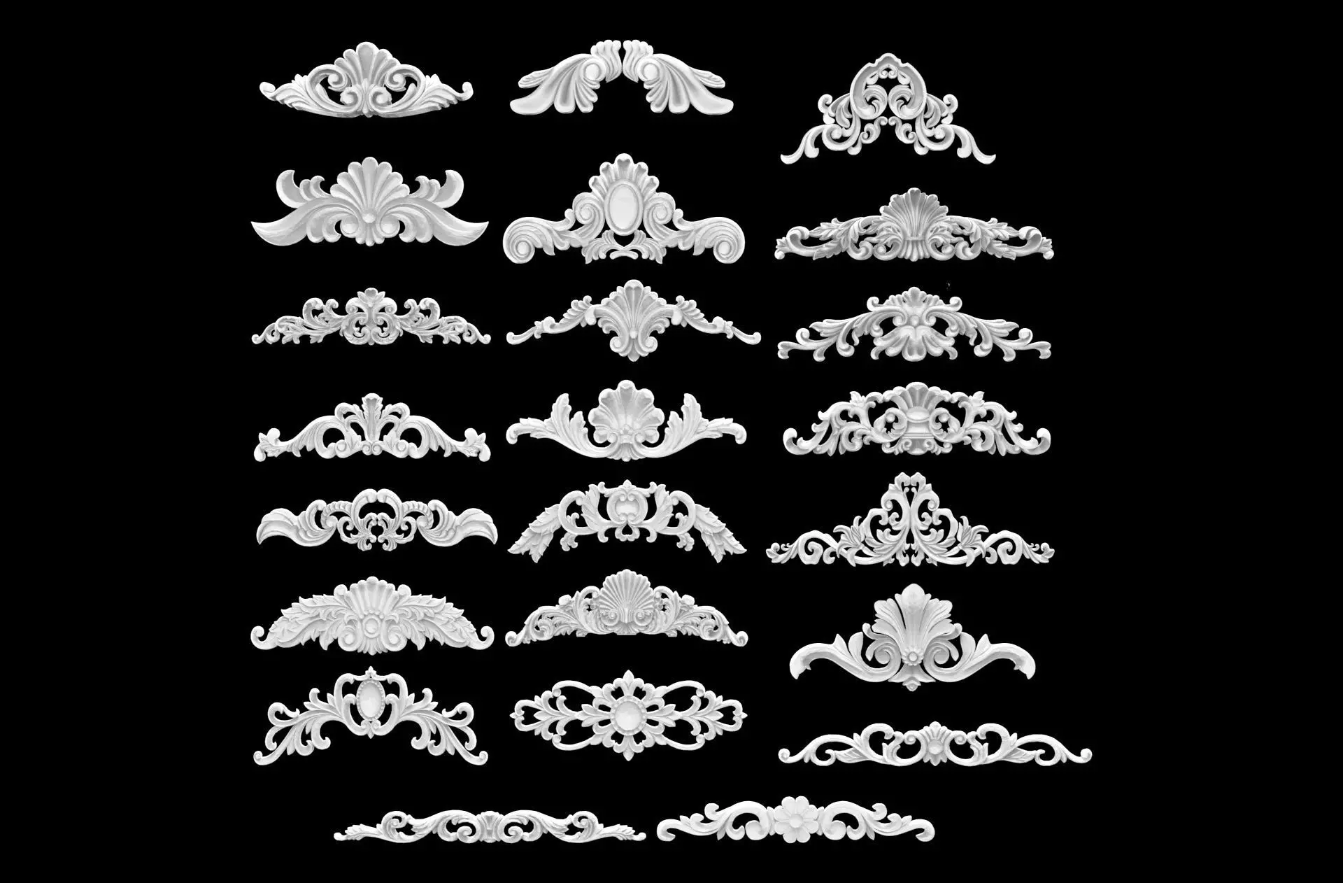 Classic Decorate plaster ornament 3d model 3D model_0