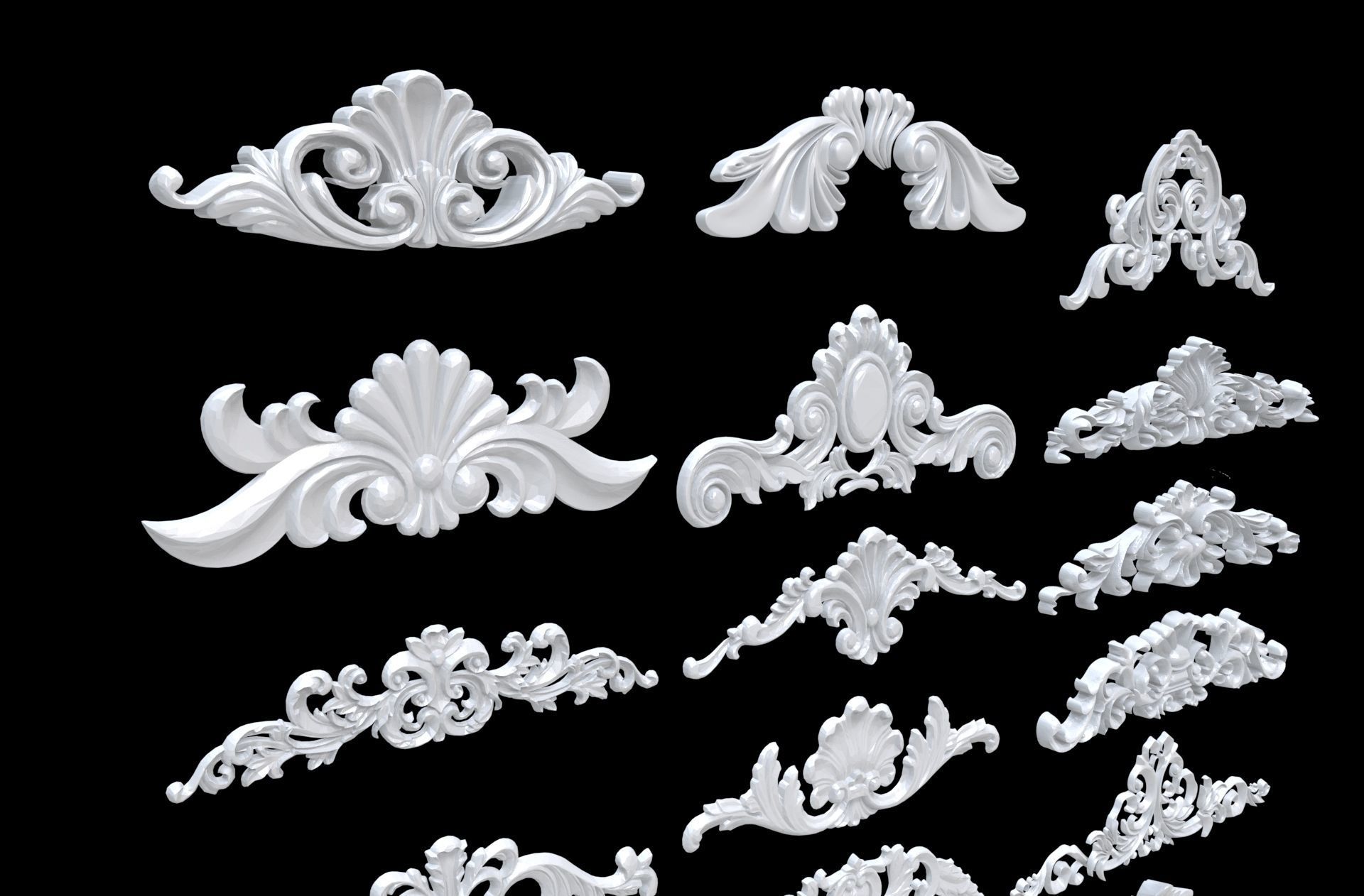 Classic Decorate plaster ornament 3d model 3D model_4