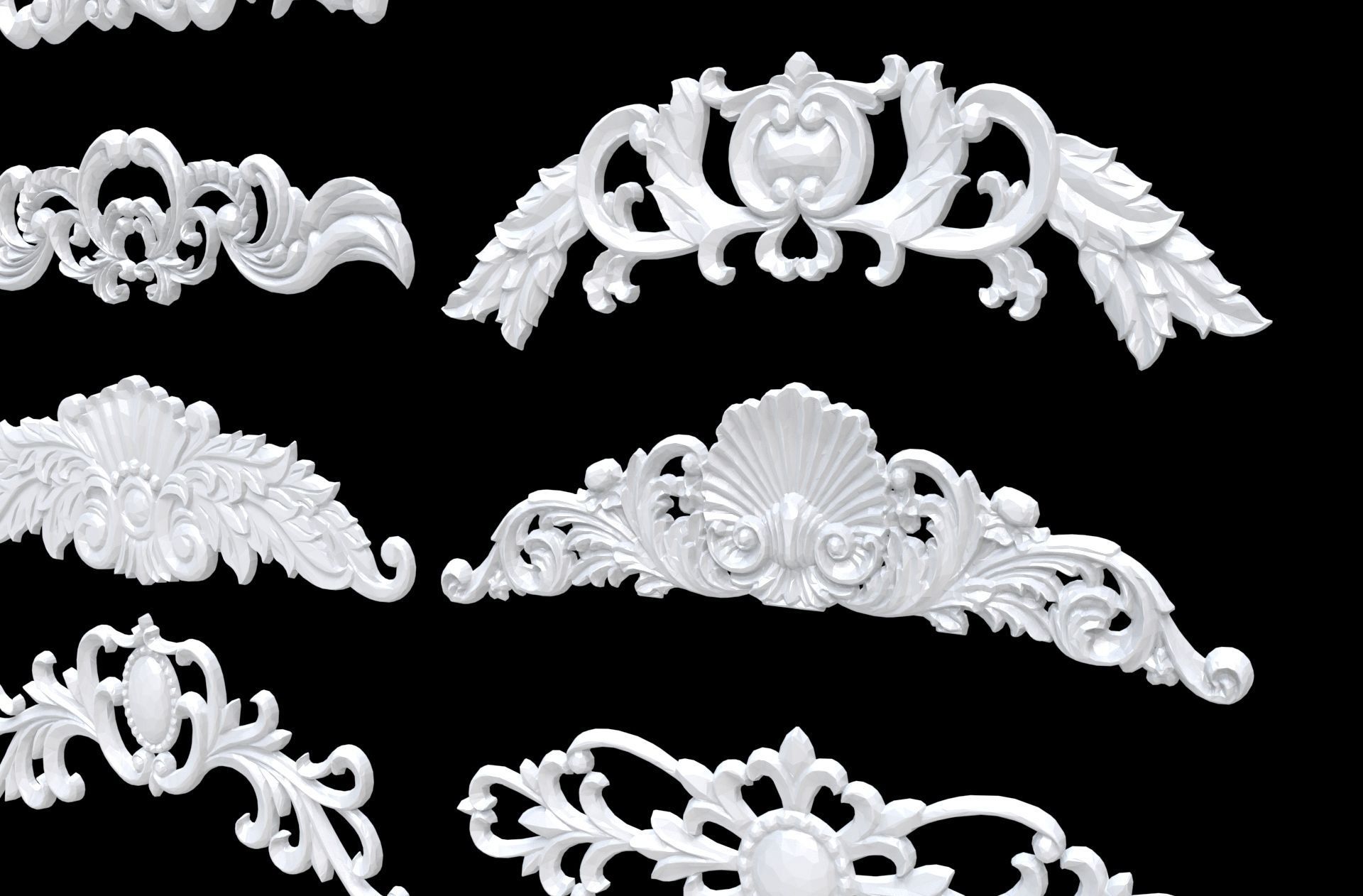 Classic Decorate plaster ornament 3d model 3D model_8