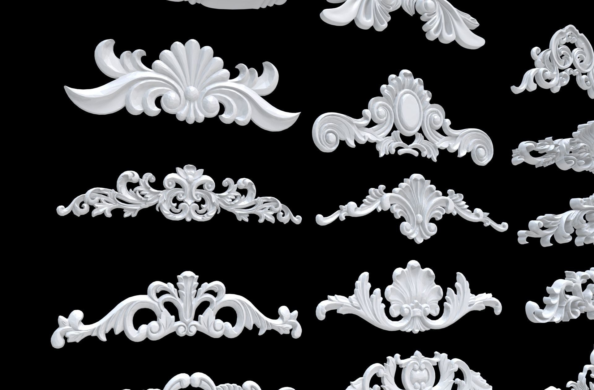 Classic Decorate plaster ornament 3d model 3D model_10