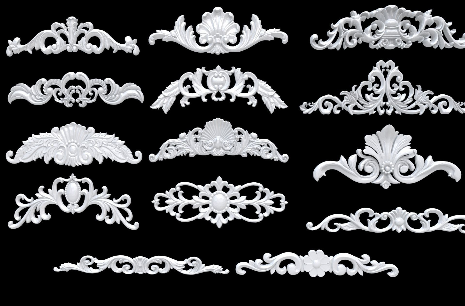 Classic Decorate plaster ornament 3d model 3D model_1