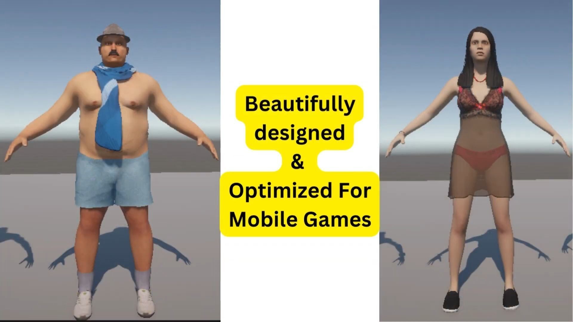 Beach Characters Pack - 30 Rigged Humanoid Models Low-poly 3D model_4