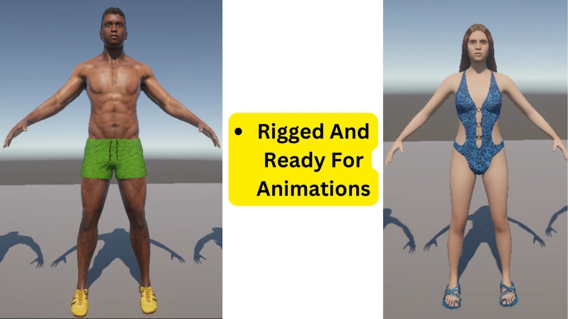 Beach Characters Pack - 30 Rigged Humanoid Models Low-poly 3D model_2