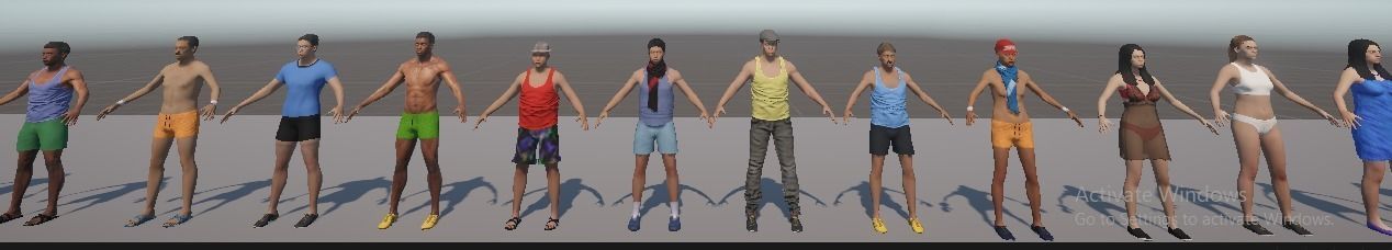 Beach Characters Pack - 30 Rigged Humanoid Models Low-poly 3D model_5